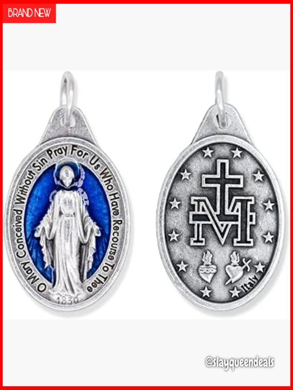 Bulk Lot 10 Miraculous Medal Pendants 1 inch Silver Catholic Jewelry